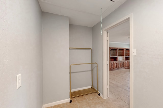 bathroom with tile patterned floors