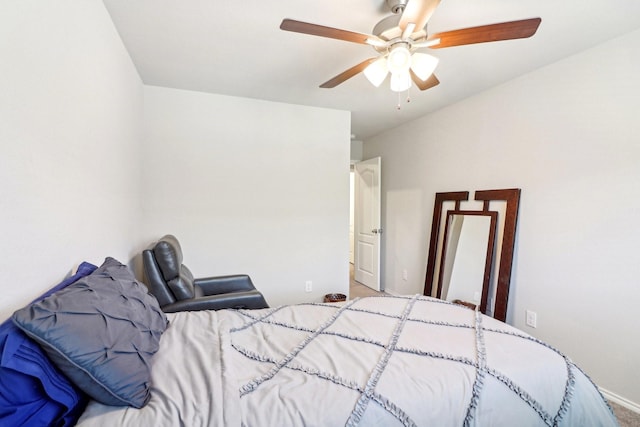 bedroom featuring ceiling fan