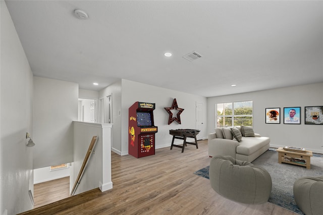 living room with wood-type flooring