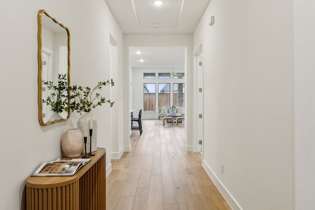 hall featuring light hardwood / wood-style flooring