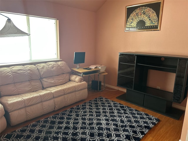 living room with hardwood / wood-style flooring