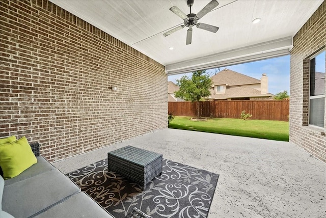 view of patio / terrace with ceiling fan