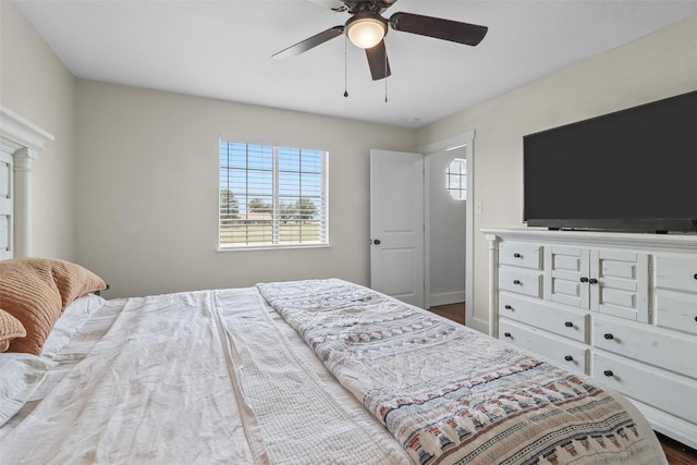 bedroom featuring ceiling fan