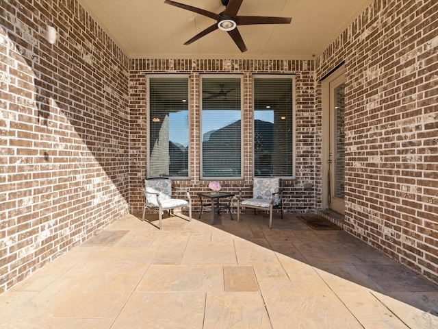 view of patio with a ceiling fan