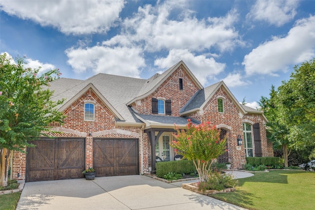 view of front of home with a garage and a front yard