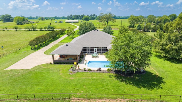 drone / aerial view with a rural view