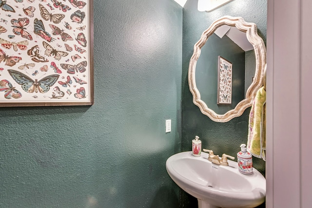 bathroom featuring a sink and a textured wall