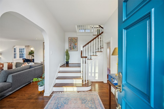 foyer entrance featuring dark hardwood / wood-style flooring