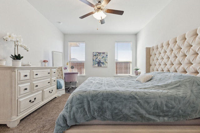 bedroom with carpet floors and ceiling fan