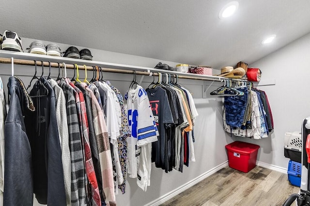 spacious closet featuring hardwood / wood-style flooring