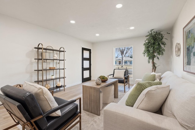 living room featuring light wood-type flooring