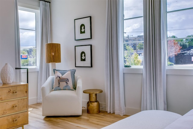 bedroom with light hardwood / wood-style flooring