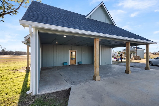 exterior space with a carport