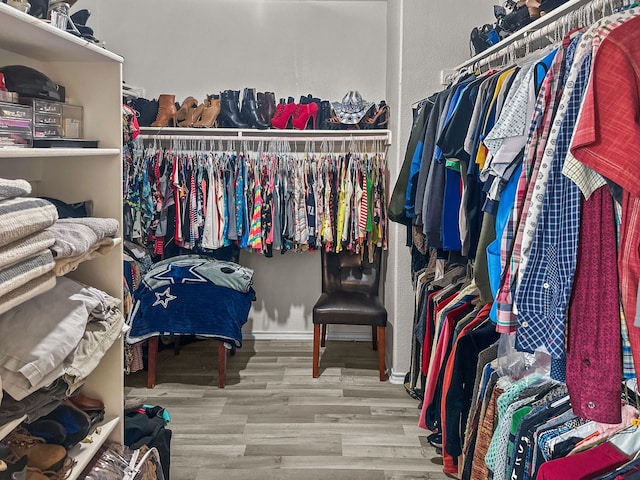 spacious closet with hardwood / wood-style floors