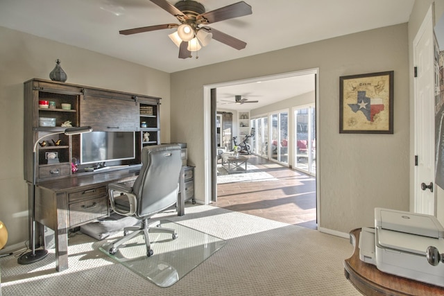 view of carpeted home office