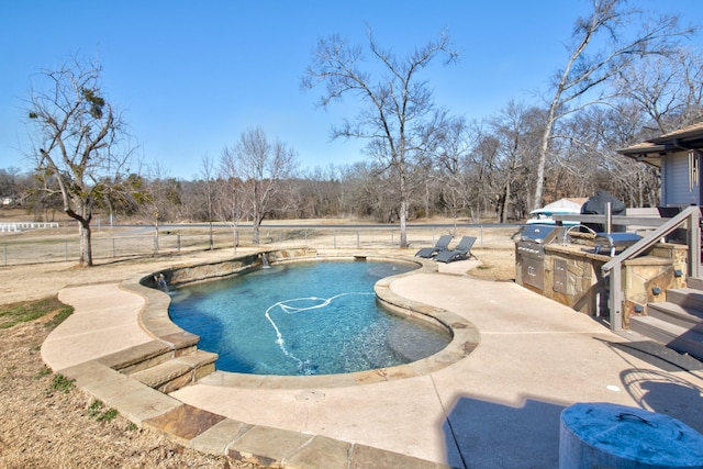 view of pool featuring pool water feature