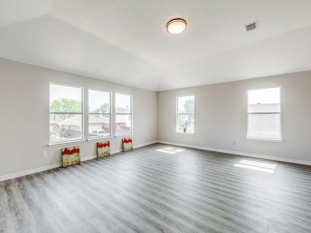 spare room with a healthy amount of sunlight and light hardwood / wood-style flooring