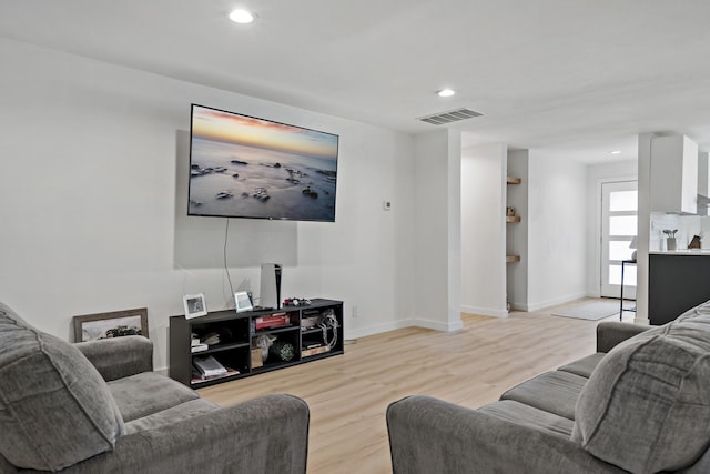 living room featuring light hardwood / wood-style flooring