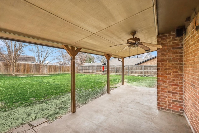 view of patio / terrace with ceiling fan