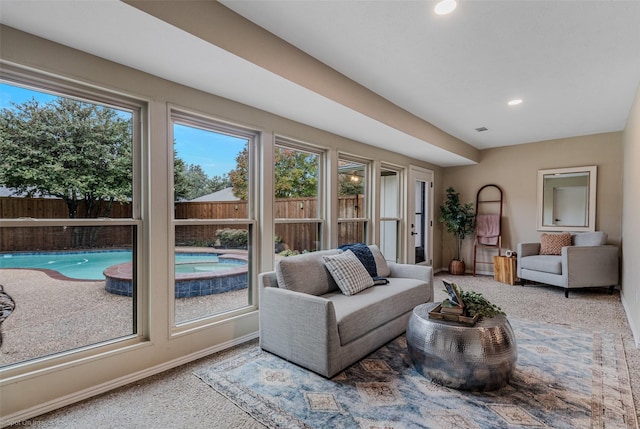 living room featuring carpet flooring