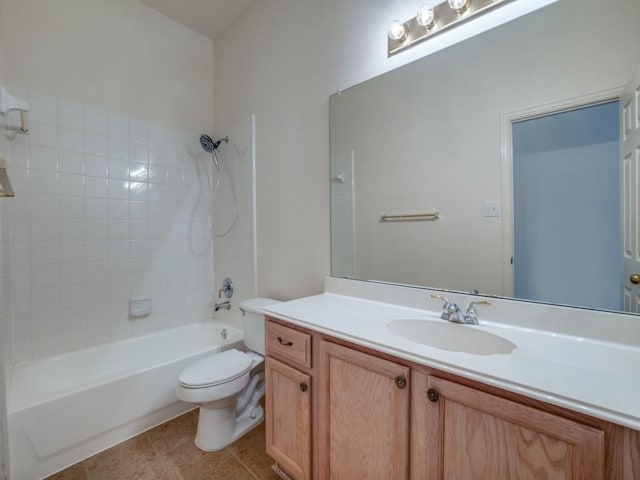 full bathroom with tile patterned floors, vanity, toilet, and shower / bath combination