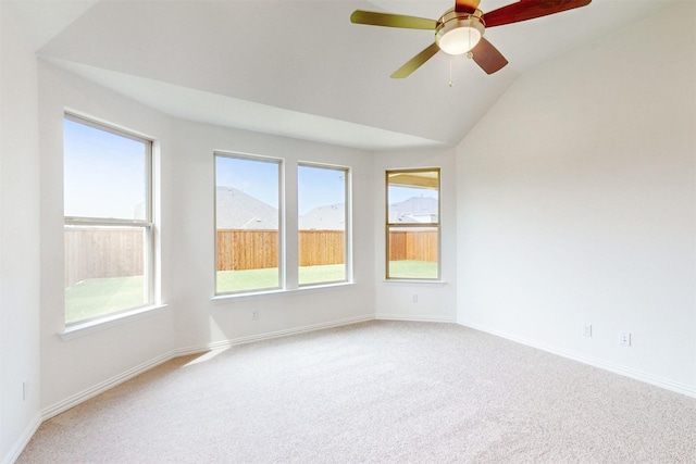 5208 Greenbrook Rd, Denton, TX 76226 - unfurnished room featuring carpet flooring, lofted ceiling, plenty of natural light, and baseboards