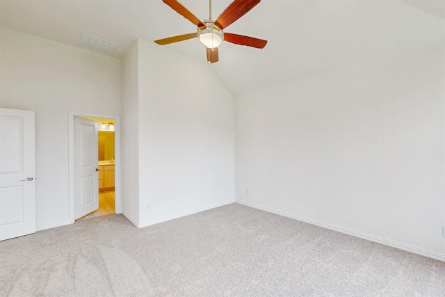 5208 Greenbrook Rd, Denton, TX 76226 - unfurnished bedroom with light colored carpet, vaulted ceiling, baseboards, and a ceiling fan