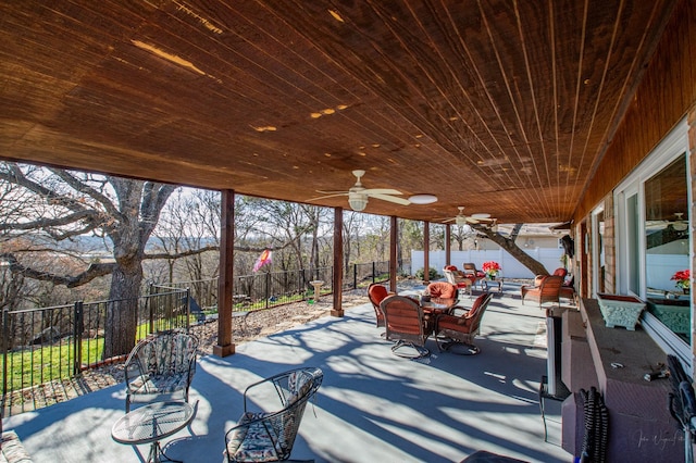 view of patio / terrace featuring ceiling fan