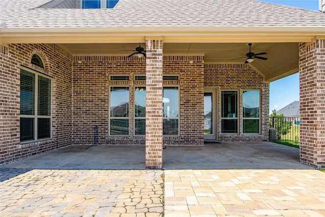 view of patio / terrace with ceiling fan