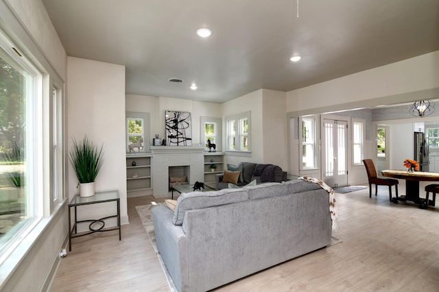 living room featuring light hardwood / wood-style floors