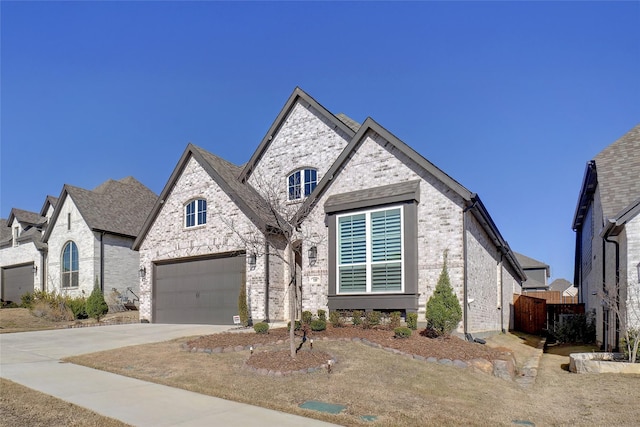 french provincial home with a garage