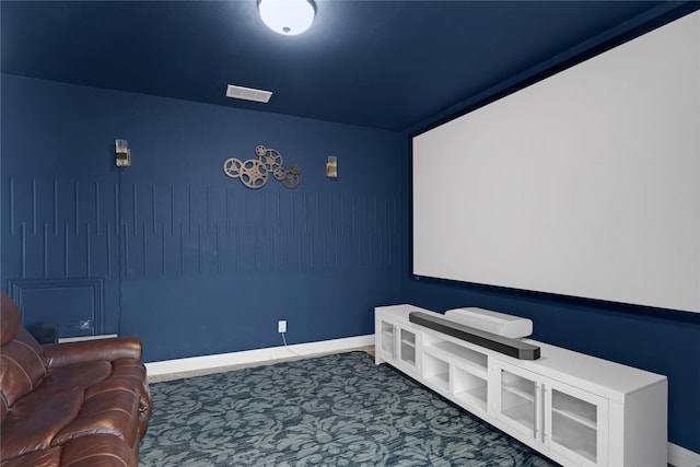 view of carpeted home theater room