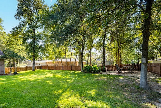 view of yard featuring a fenced backyard