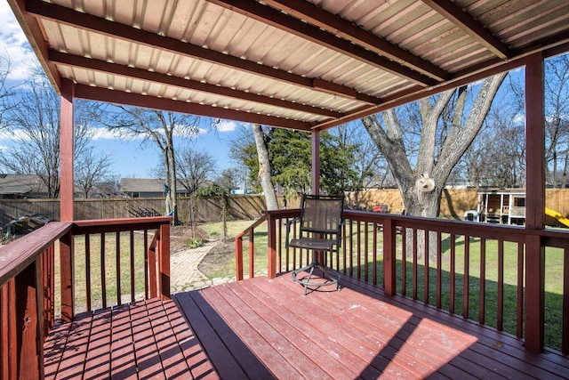 deck with a lawn