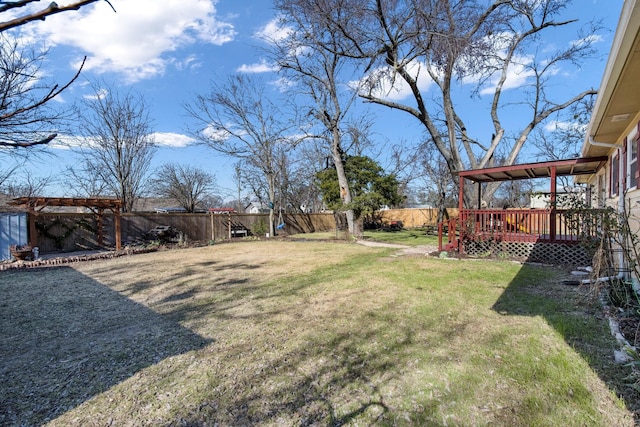 view of yard featuring a deck