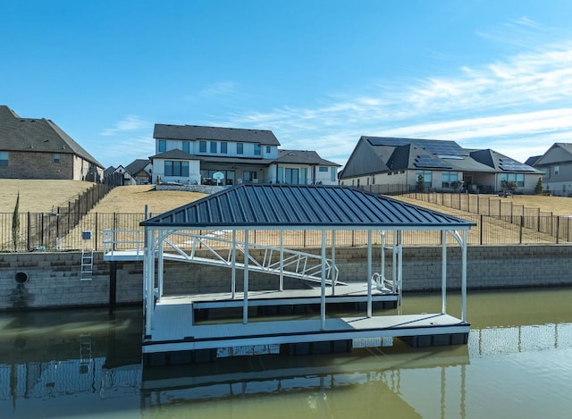 dock area featuring a water view