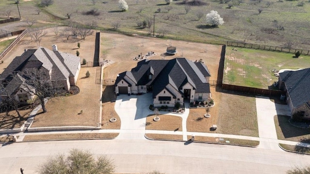 drone / aerial view with a rural view