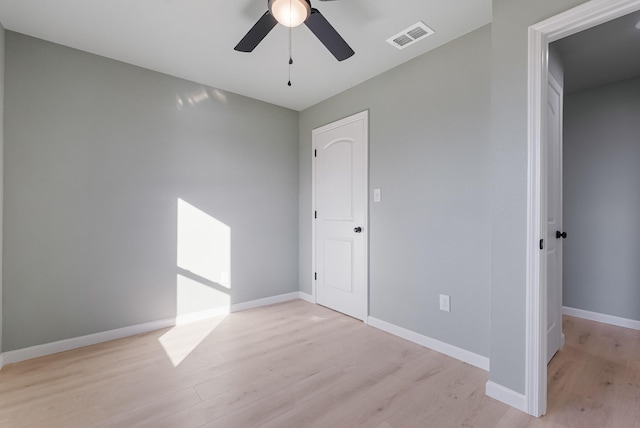 interior space featuring ceiling fan and light hardwood / wood-style floors