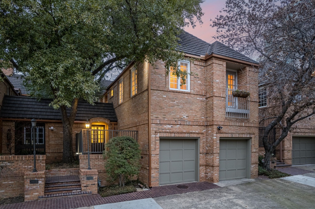 view of front of property with a garage