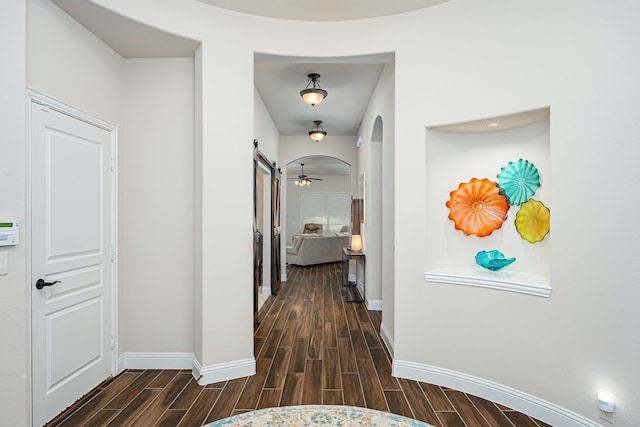 corridor with a barn door