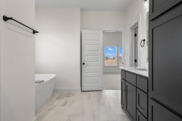 bathroom with vanity and a bathing tub