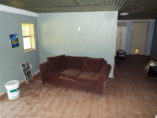 living room with hardwood / wood-style flooring