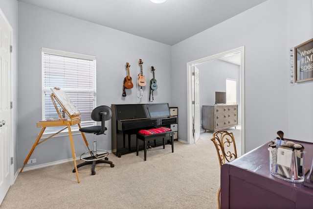 view of carpeted office space