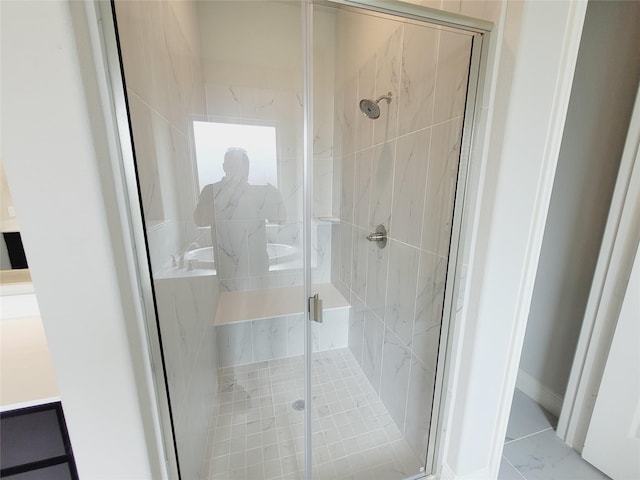 bathroom featuring walk in shower