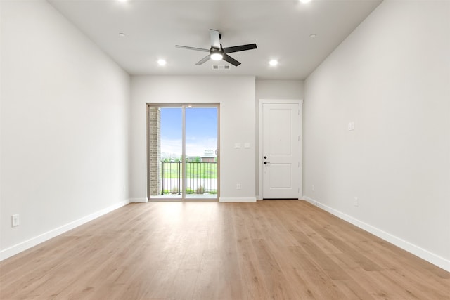 604 Tall Grass Trl, Wylie, TX 75098 - unfurnished room featuring ceiling fan, light wood-style floors, baseboards, and recessed lighting