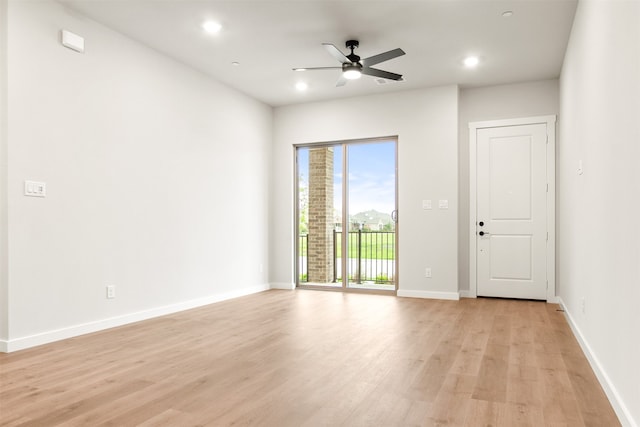 604 Tall Grass Trl, Wylie, TX 75098 - empty room with light wood-type flooring, ceiling fan, baseboards, and recessed lighting