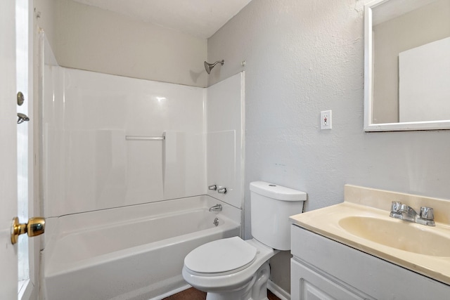 full bathroom featuring vanity, toilet, and bathing tub / shower combination