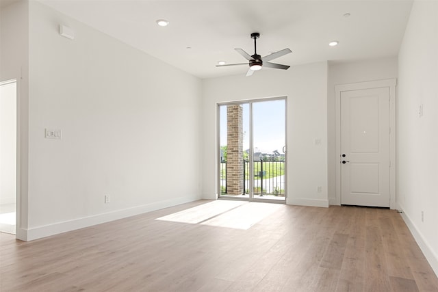 606 Tall Grass Trl, Wylie, TX 75098 - unfurnished room featuring light wood-type flooring, recessed lighting, a ceiling fan, and baseboards