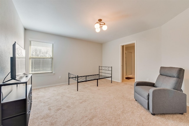 sitting room with light colored carpet