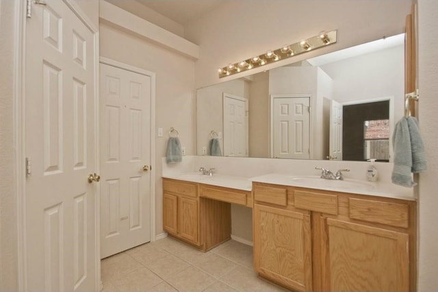 bathroom featuring vanity and tile patterned flooring